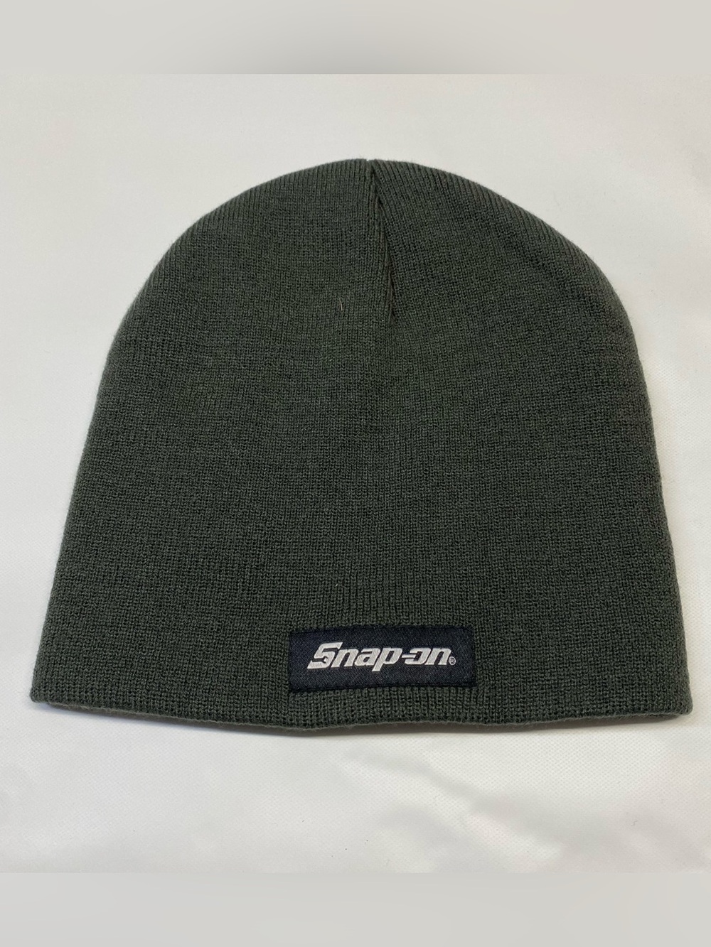 Snap-on Grey Knit Beanie with Logo Patch